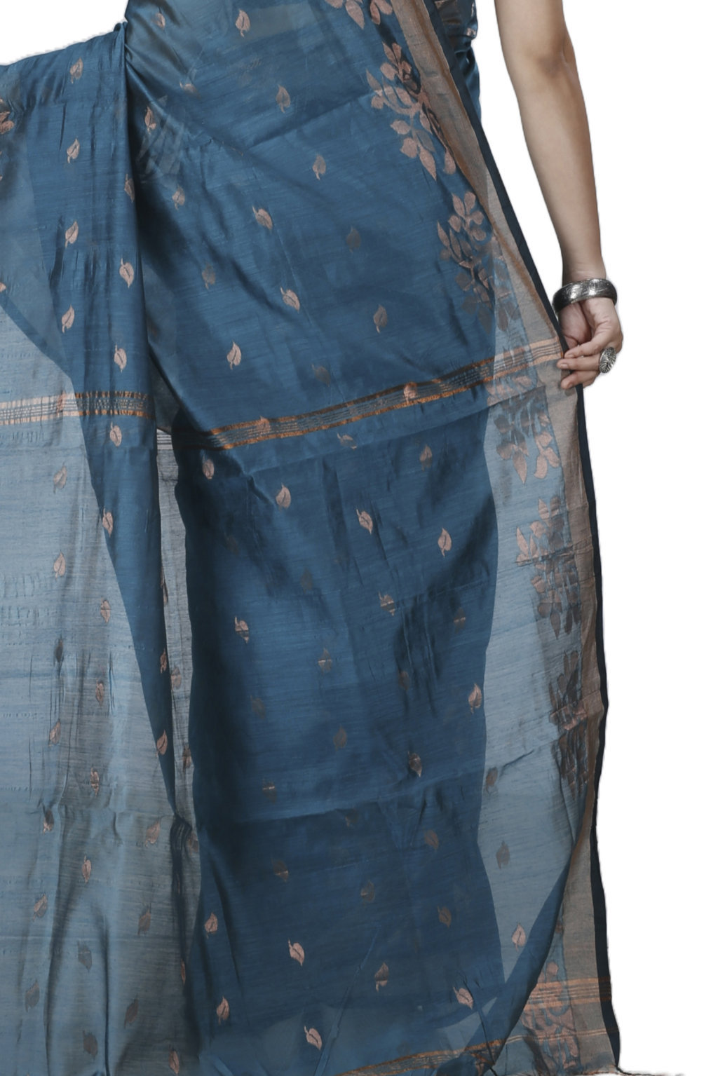 Botel Green Blended Cotton Tina Hand Loom Saree (1216)